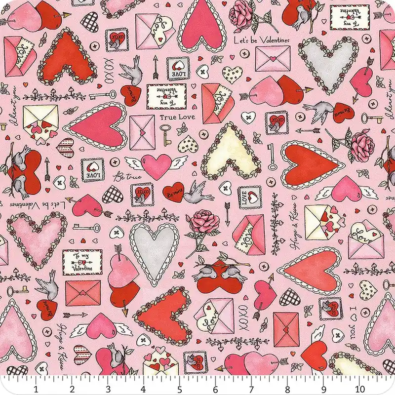 Exclusive I Heart You Pink Focal Yardage | SKU# MAS10760-P