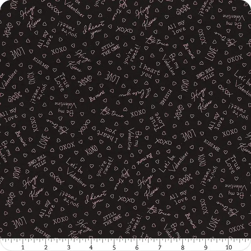 I Heart You Black Love Phrases Yardage | SKU# MAS10765-J Holiday Sale