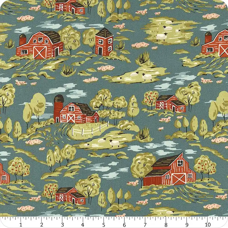 Farmstead Overalls Vintage Farm Scene Yardage | SKU# 20901-15 Fan Favorite