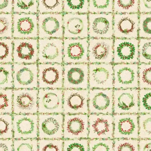 Winter Wreaths Cream Wreaths Border Print Yardage | SKU# MAS10880-E Place Order