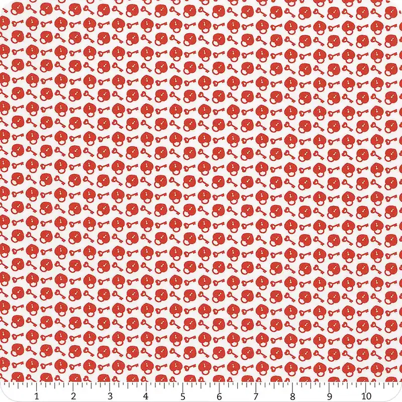 Today Only Sweet Love Red on White Key to My Heart Yardage | SKU# 10513-10