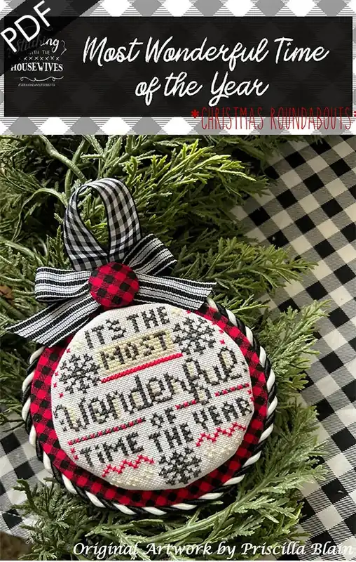 Super Sale Most Wonderful Time of the Year Downloadable PDF Cross Stitch Pattern | Stitching with the Housewives RoundAbouts
