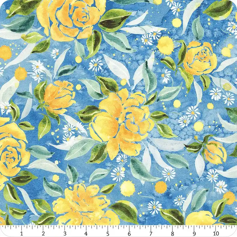 Sunshine and Blue Skies Bluebell Rose Upon Rows Yardage | SKU# 39832-14 Fan Favorite