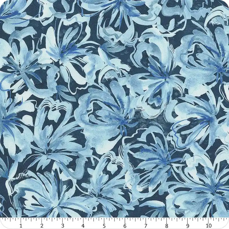 Sunshine and Blue Skies Indigo Flower Burst Yardage | SKU# 39823-19 Clearance