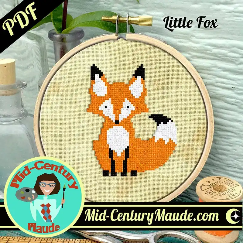 Little Fox Downloadable PDF Cross Stitch Pattern | Mid-Century Maude Order Now