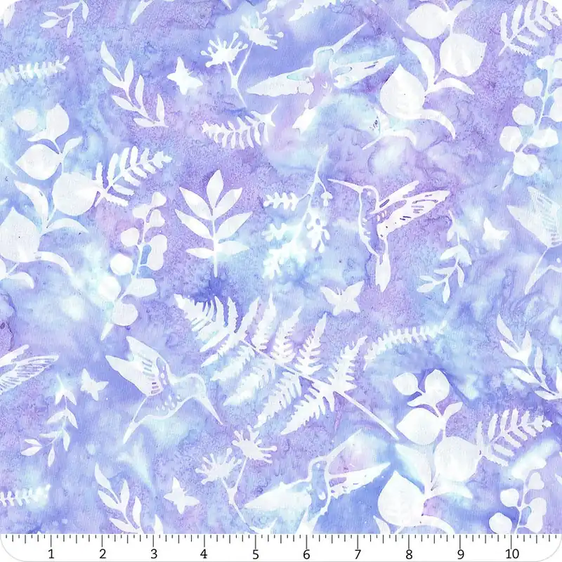 Electric Rose Batiks Periwinkle Hummingbird Garden Yardage | SKU# W2584-139 Buy Today