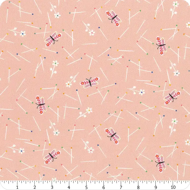 Magic Makers Light Pink Butterfly Pins Digitally Printed Yardage | SKU# PWCD122-XLTPINK Price Cut