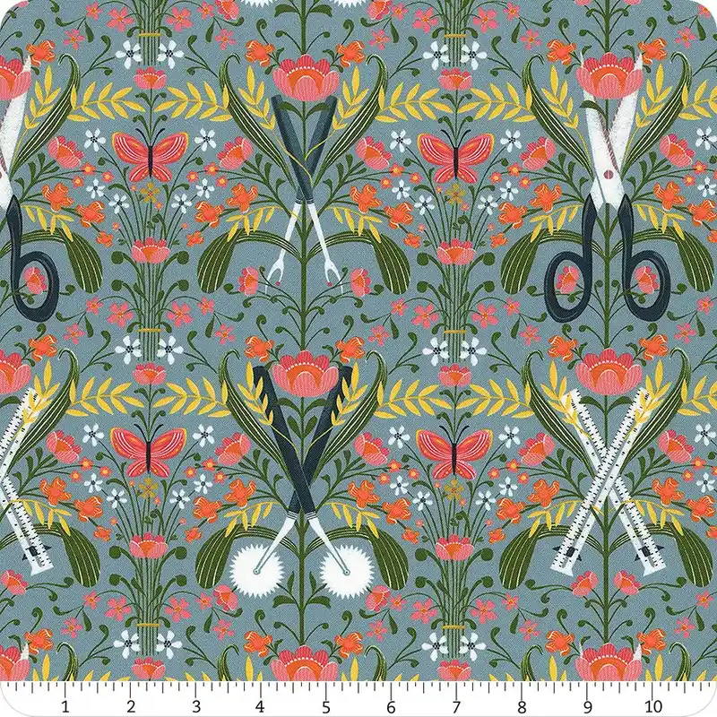 Magic Makers Blue Small Damask Gadgets Digitally Printed Yardage | SKU# PWCD120-XBLUE Buy Today