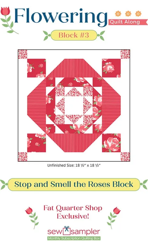 Time-Limited 2025 Block #3 Flowering Quilt Along Quilt Card | Sew Sampler Fat Quarter Shop Exclusive