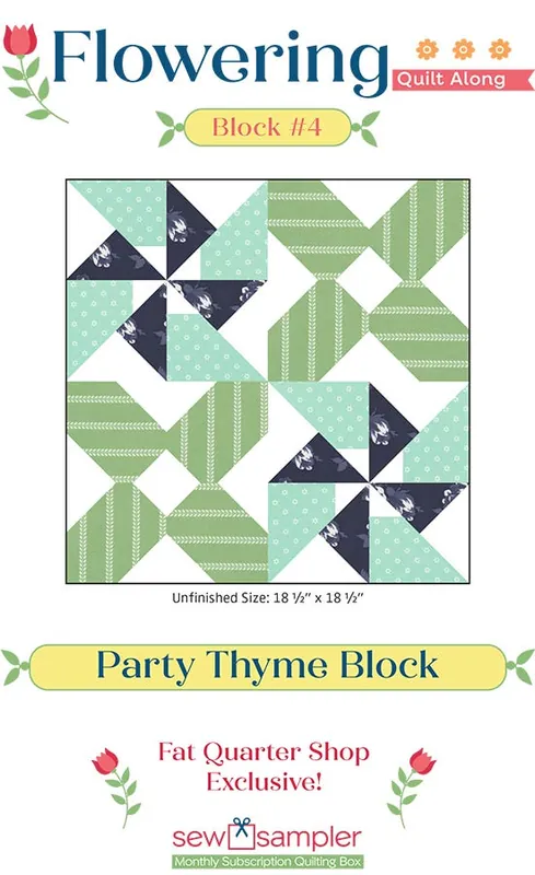 2025 Block #4 Flowering Quilt Along Quilt Card Downloadable PDF Pattern | Sew Sampler Fat Quarter Shop Exclusive Express Delivery