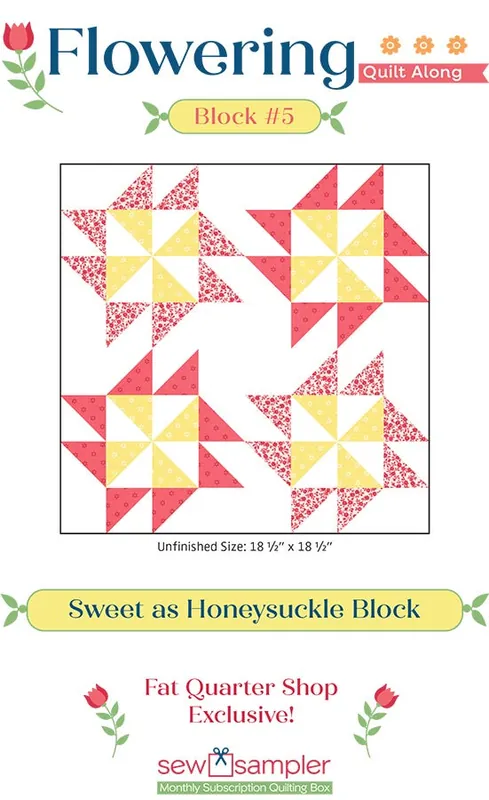 2025 Block #5 Flowering Quilt Along Quilt Card | Sew Sampler Fat Quarter Shop Exclusive Save Now