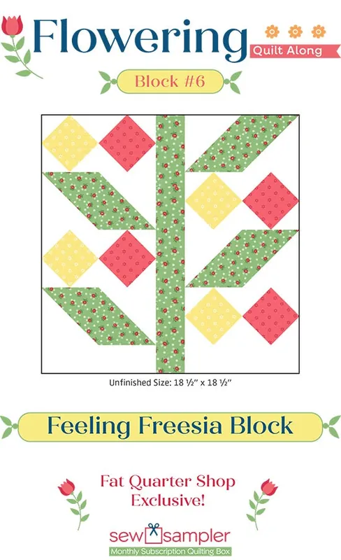 2025 Block #6 Flowering Quilt Along Quilt Card | Sew Sampler Fat Quarter Shop Exclusive Affordable