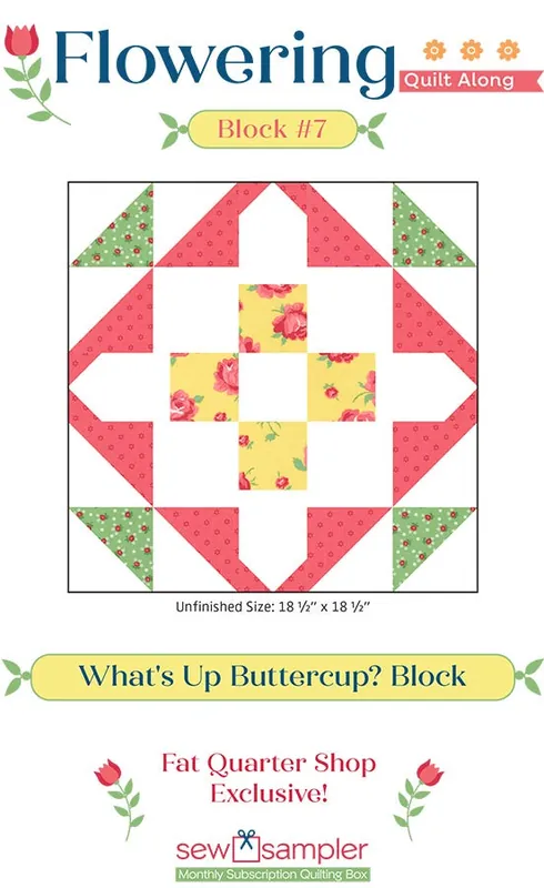 2025 Block #7 Flowering Quilt Along Quilt Card | Sew Sampler Fat Quarter Shop Exclusive Wholesale