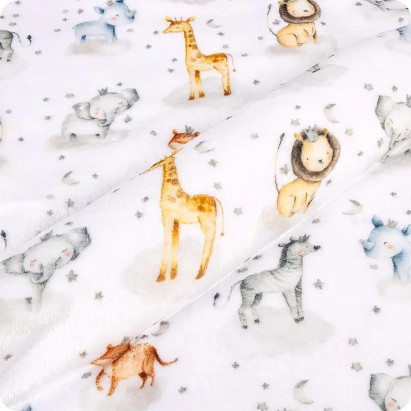 Modern Cloud Cuddle Snow Safari Lullaby Yardage | SKU# CCSAFARILULLABY-SNOW