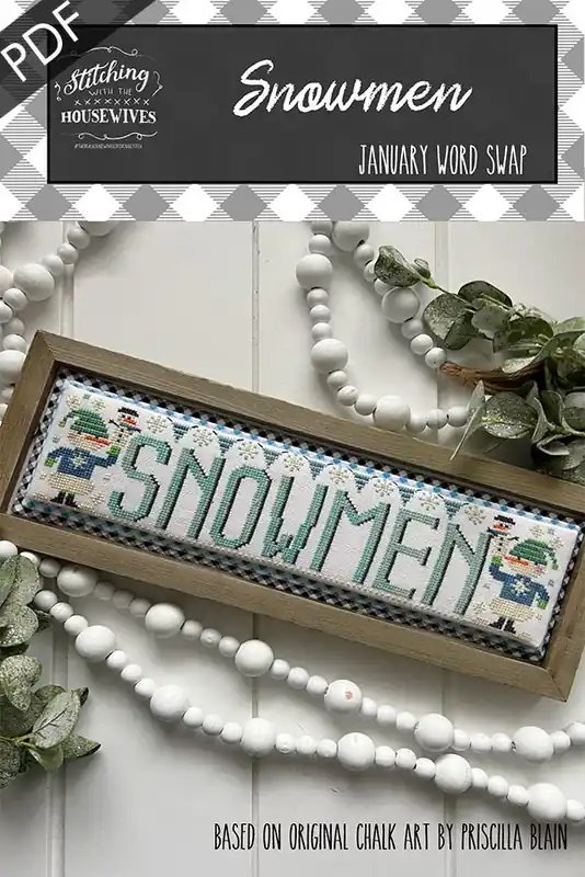 Snowmen January Word Swap Downloadable PDF Cross Stitch Pattern | Stitching with the Housewives Today Only