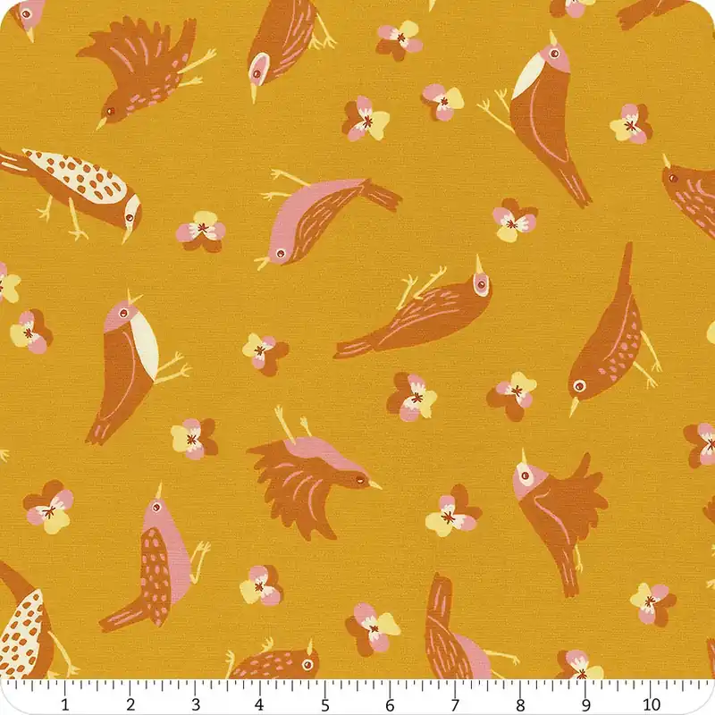 Limited Time Bird is the Word Goldenrod Migration Yardage | SKU# RS3076-14