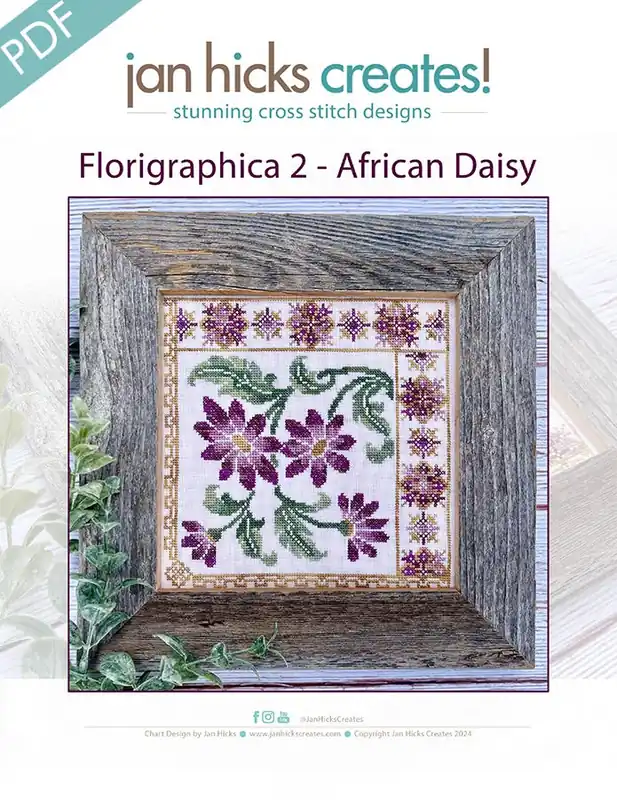 African Daisy - Florigraphica 2 Downloadable PDF Cross Stitch Pattern | Jan Hicks Creates! Last Chance