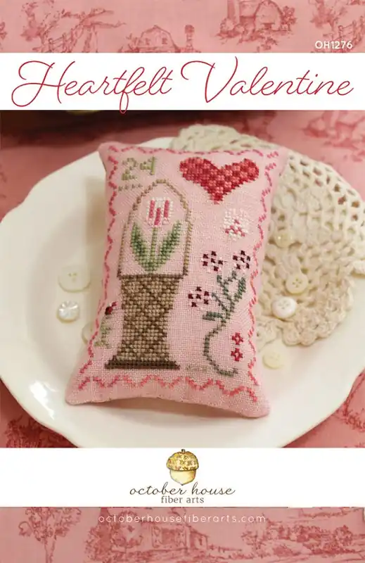 Special Discount Heartfelt Valentine Cross Stitch Pattern | October House Fiber Arts