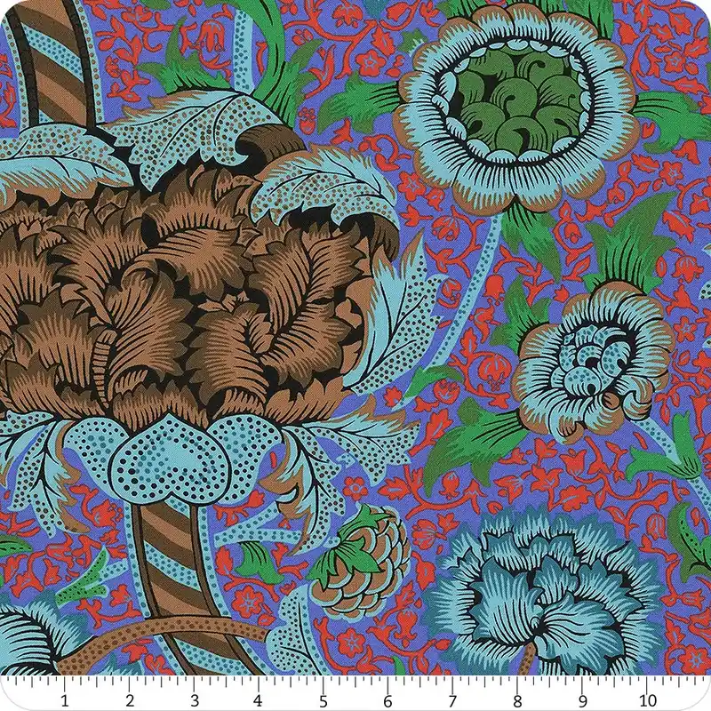 Kaffe Fassett x Morris & Co. Cobalt Wandle Yardage | SKU# PWKW012-COBALT Best Seller