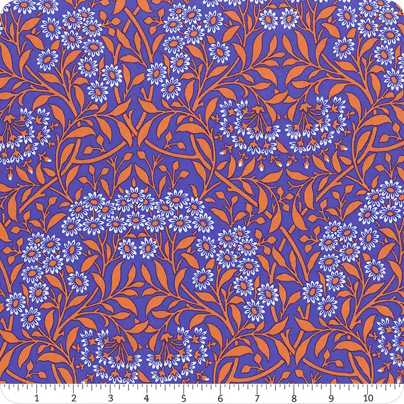 Kaffe Fassett x Morris & Co. Cobalt Michaelmas Daisy Yardage | SKU# PWKW007-COBALT Warranty Included