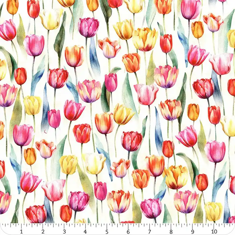 Flower Shoppe Cream Tulip Digitally Printed Yardage | SKU# W5480-439 New Arrival