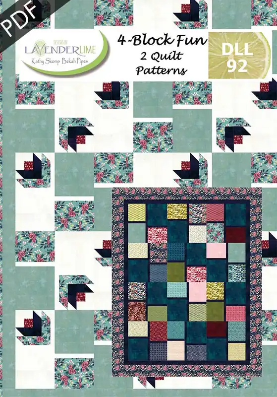 Budget 4-Block Fun Downloadable PDF Quilt Pattern | Designs by Lavender Lime