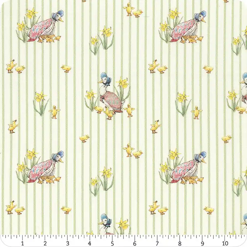 Peter Rabbit & Friends Cloud Duck Stripe Digitally Printed Yardage | SKU# CD15862-CLOUD Genuine