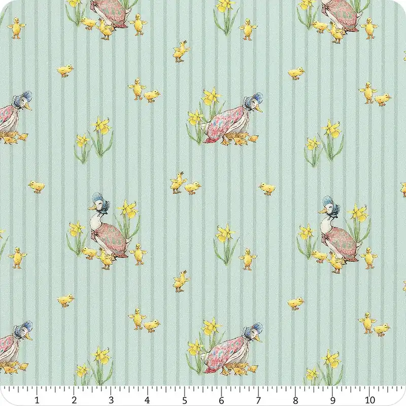 Same Day Shipping Peter Rabbit & Friends Blue Duck Stripe Digitally Printed Yardage | SKU# CD15862-BLUE