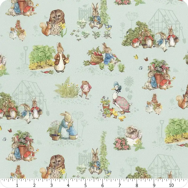 Peter Rabbit & Friends Blue Characters Digitally Printed Yardage | SKU# CD15861-BLUE Same Day Shipping