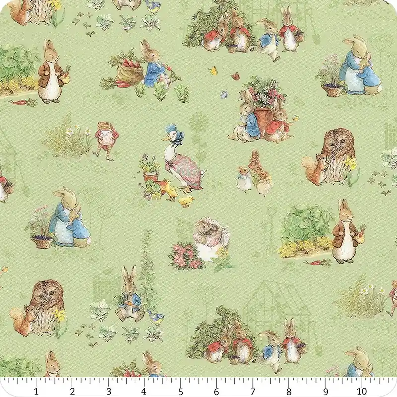 Peter Rabbit & Friends Fern Characters Digitally Printed Yardage | SKU# CD15861-FERN New Arrival