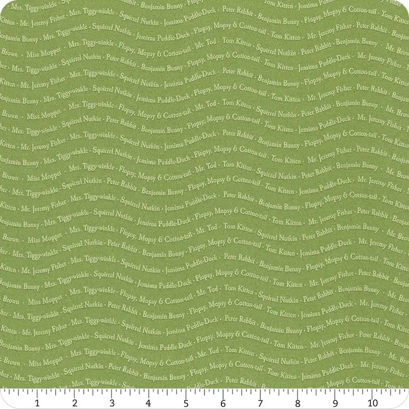 Peter Rabbit & Friends Green Text Yardage | SKU# C15866-GREEN In Demand
