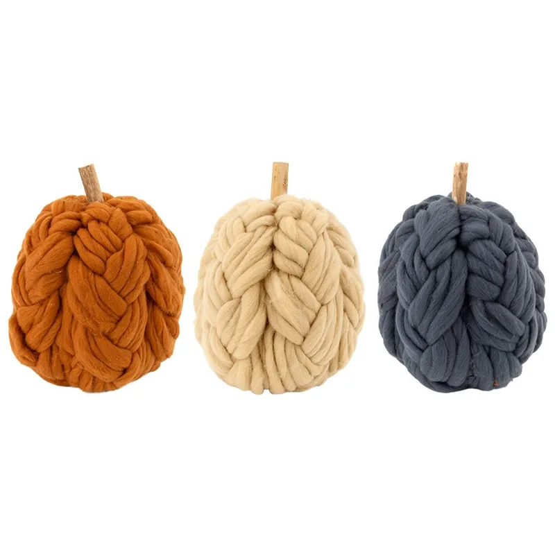 Fan Favorite Set of 3 Tall Chunky Yarn Pumpkins