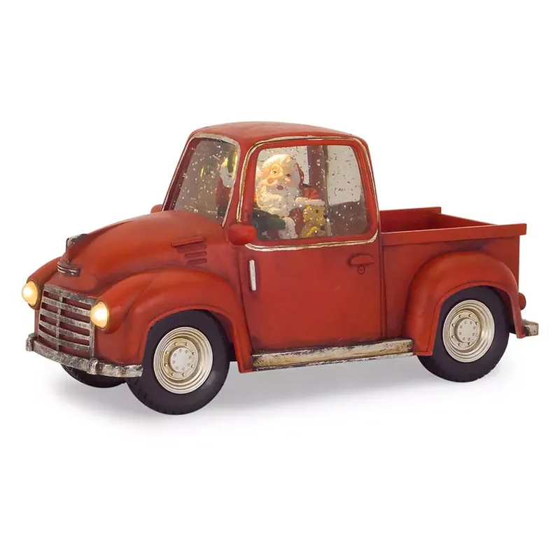 In Demand Red LED Snowglobe Truck with Santa