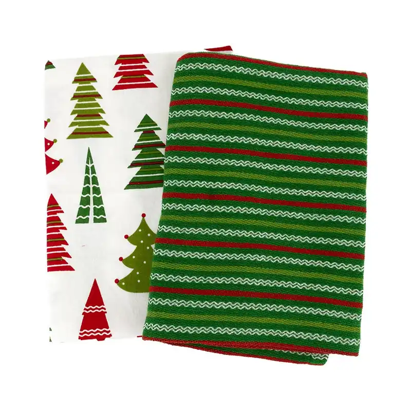 Set of Two Cheerful Tree Dishtowels Last Chance