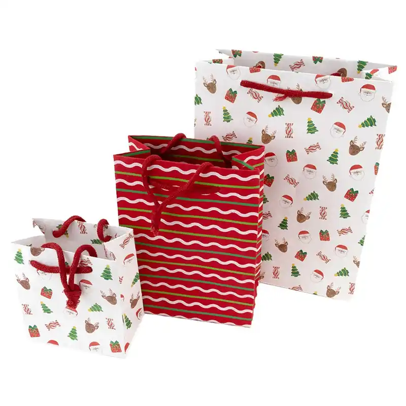 Super Sale Set of Three Holiday Cheer Paper Gift Bags
