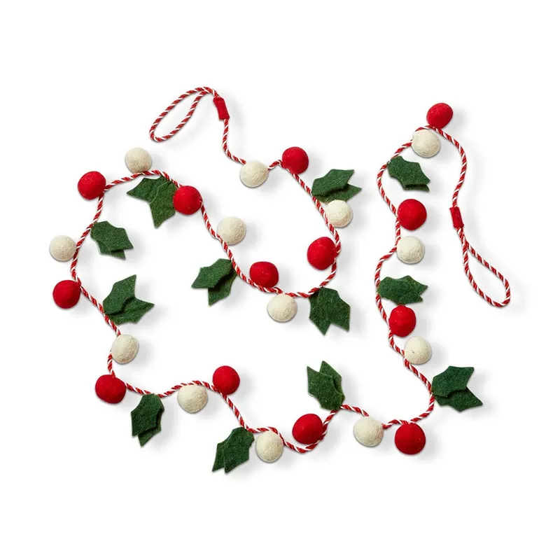 Modern 6ft Holly Wool Felt Garland
