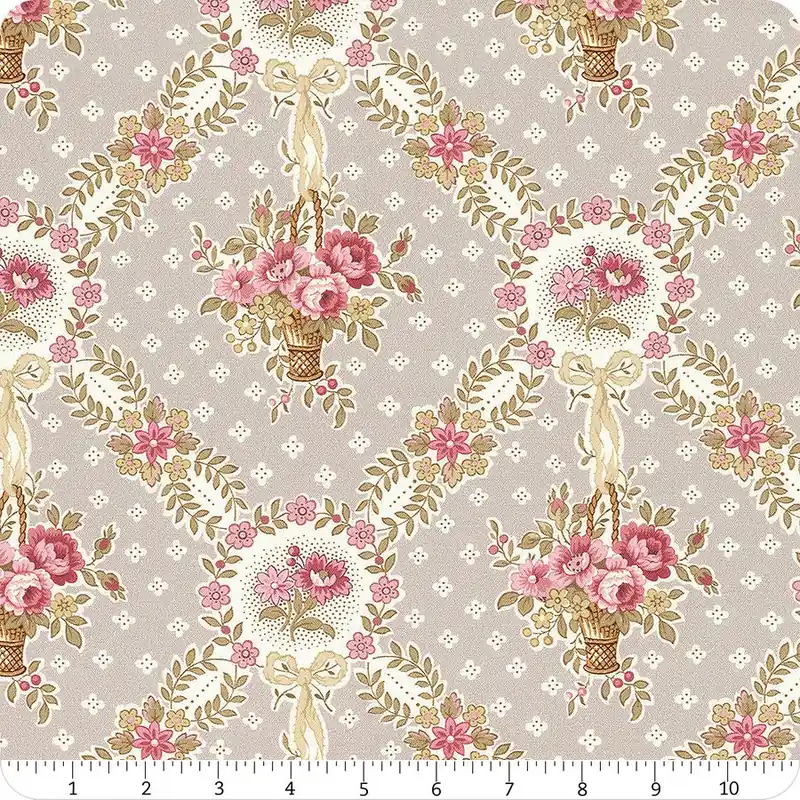 Worldwide Shipping Summer House Grey Floral Basket Yardage | SKU# R521295D-GREY
