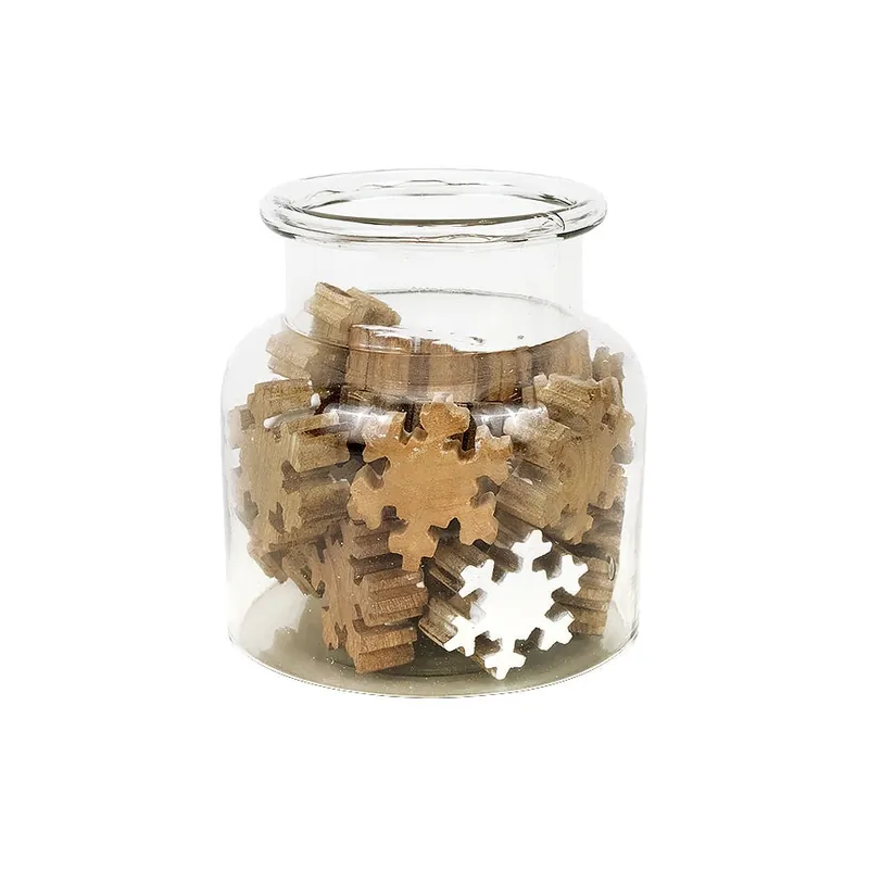 Seasonal Sale Set of 20 Enamel Snowflakes in Glass Jar