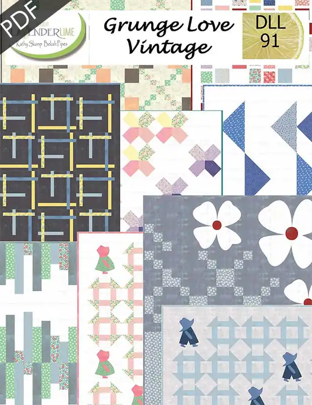 Hot Deal Grunge Love Vintage Downloadable PDF Quilt Booklet | Designs by Lavender Lime