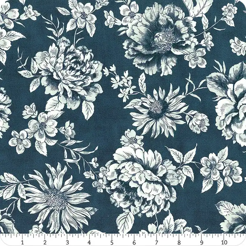 Big Sale Sandalwood Indigo Camellia Yardage | SKU# 44381-14