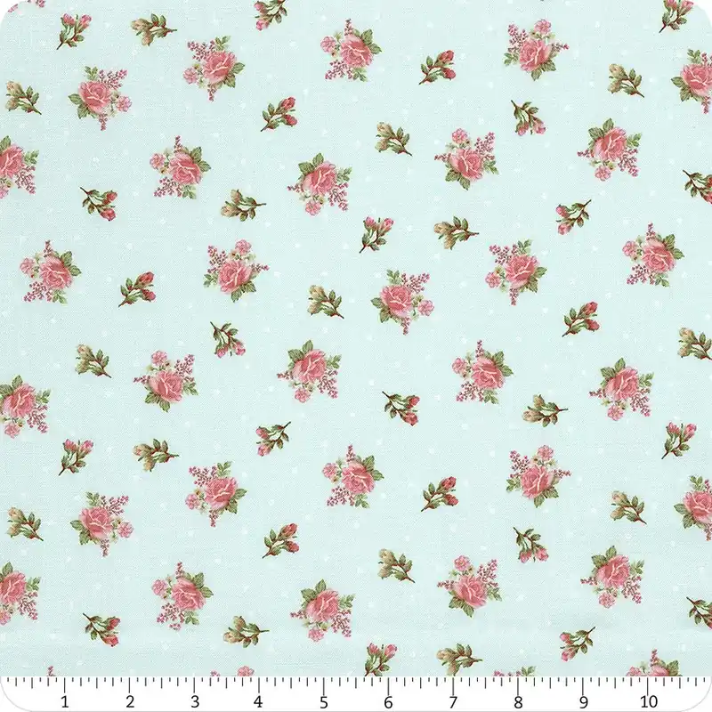 Warranty Included My Victorian Garden Light Blue Small Nosegay Yardage | SKU# 3412-17