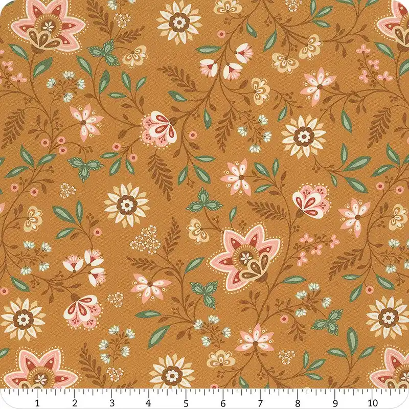 Vintage Charm Gold Aurelia Organic Cotton Yardage | SKU# 227688-X Time-Limited