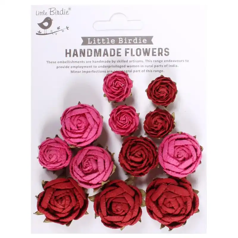 Candy Mix English Roses Handmade Flowers 12 Pack | Little Birdie #CR91333 Money Back Guarantee