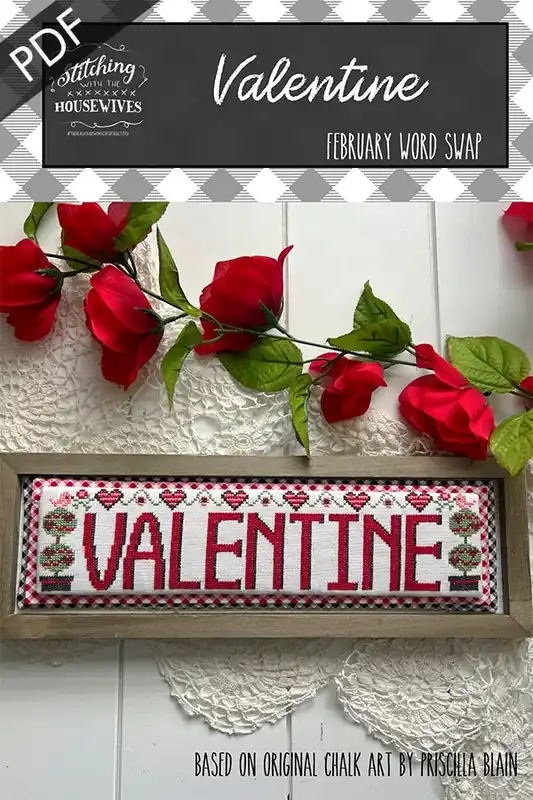Low Price Valentine February Word Swap Downloadable PDF Cross Stitch Pattern | Stitching with the Housewives