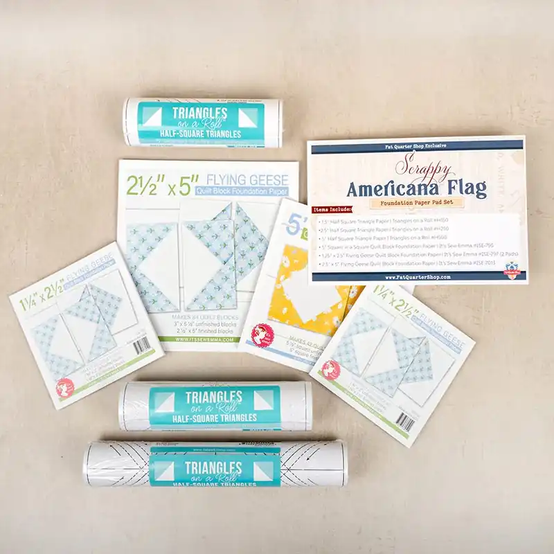 Scrappy Americana Flag Foundation Paper Notion Set | Fat Quarter Shop Exclusive Professional Grade