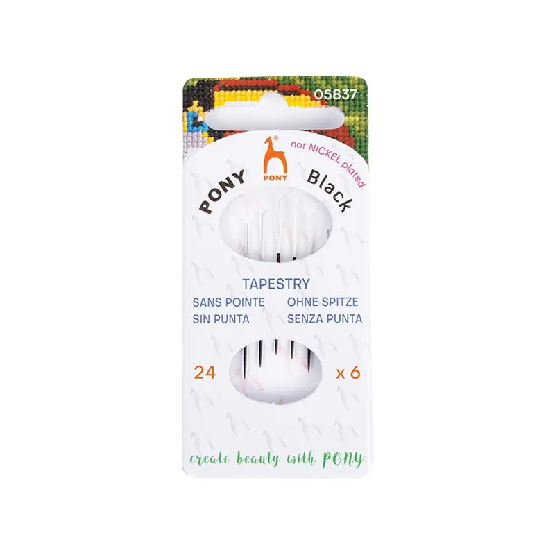Time-Limited Pony Black Hypoallergenic Cross Stitch and Tapestry Needles with White Eyes Size 24 | Pony #05837