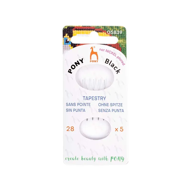 Pony Black Hypoallergenic Cross Stitch and Tapestry Needles with White Eyes Size 28 | Pony #05839 Popular