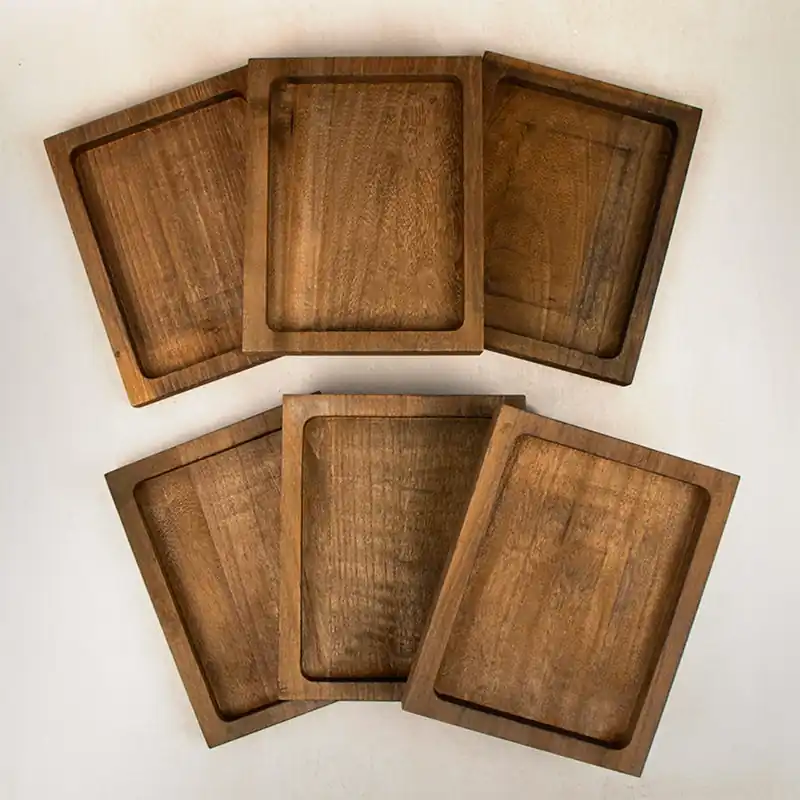 Set of 6 7" x 9" Walnut Wooden Shelf Sitters | Fat Quarter Shop Exclusive Popular