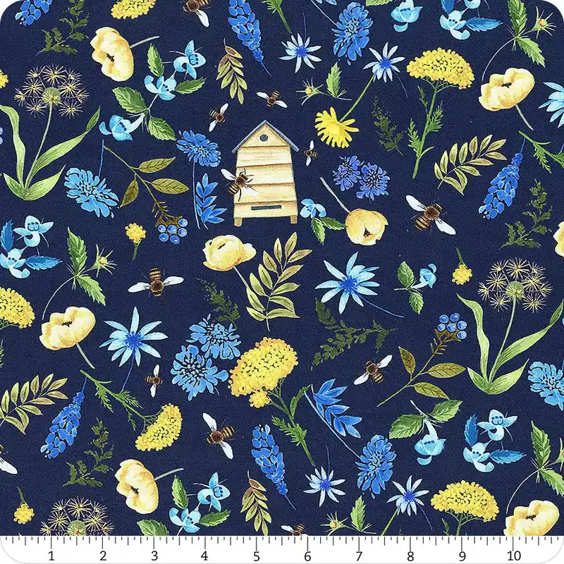 Bee Kind Navy Tossed Small Floral Yardage | SKU# CD3259-NAVY Original