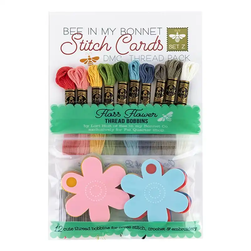 Shop Now Lori Holt Bee in My Bonnet Stitch Cards Set Z DMC Thread Pack & Floss Flower Thread Bobbins | Lori Holt of Bee in My Bonnet